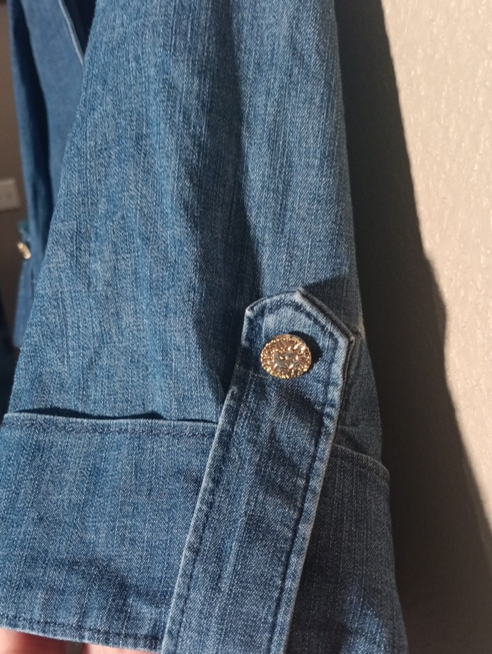 Anne Klein Women's Blue Denim Short-Sleeve Zip Dress - Picture 5 of 7